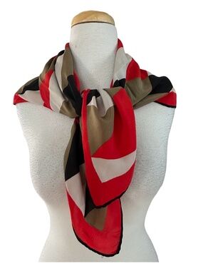 CODELLO Vintage Silk Scarf 29”x 29” Hand Rolled Geometric Print
